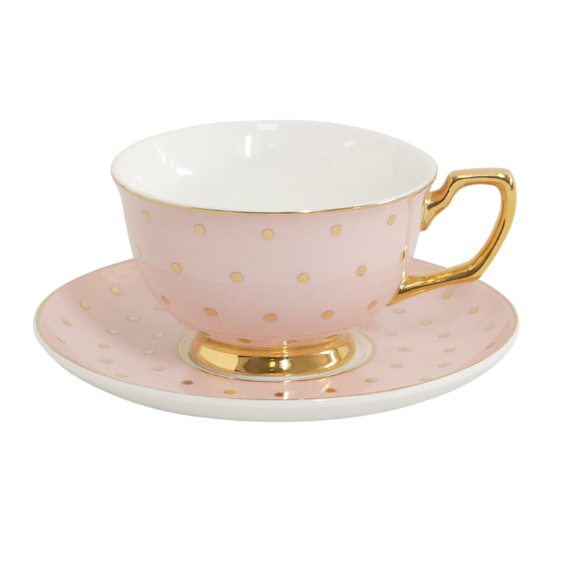 Cristina Re - Teacup & Saucer - Polka Gold Blush