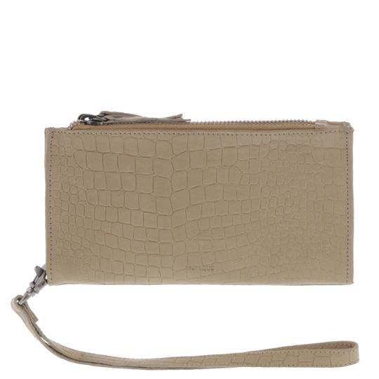 Zadie Leather Double Zip Pouch - Nude